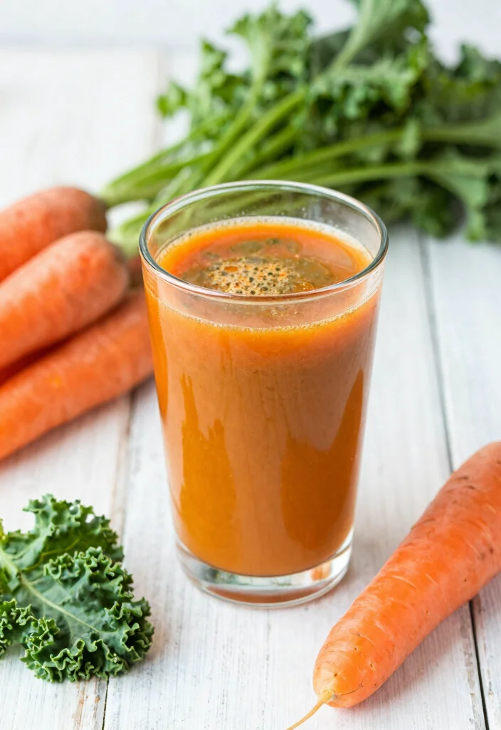 18 Detox Green Juice Recipes Packed with Leafy Greens and Fresh Vegetables - 16. Carrot and Kale Detox Juice 1