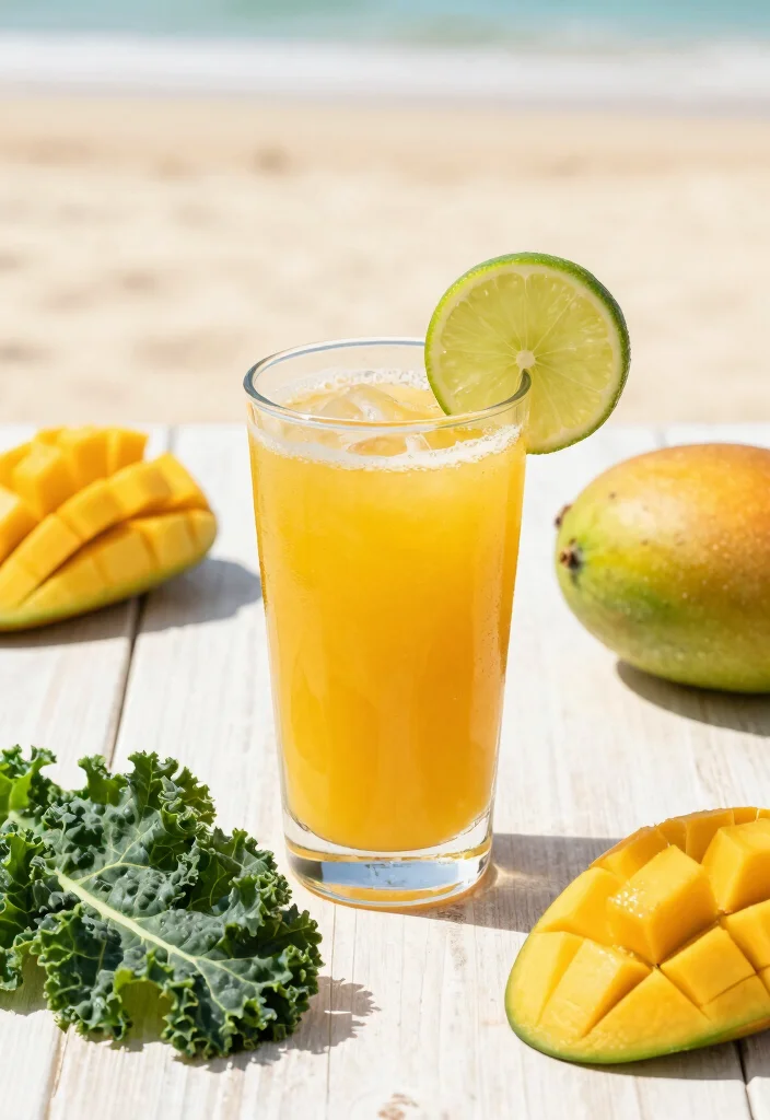 18 Detox Green Juice Recipes Packed with Leafy Greens and Fresh Vegetables - 8. Tropical Kale and Mango Juice 1