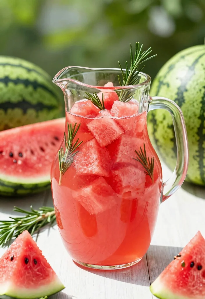 18 Detox Water Recipes That Support Belly Fat Loss and a Flatter-Looking Tummy - 8. Watermelon Rosemary Cooler 1