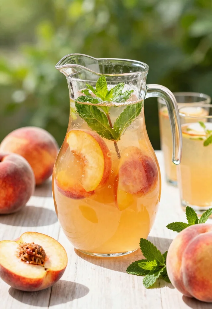 18 Detox Water Recipes for Brightening Skin and Even-Looking Complexion - 12. Peach & Mint Refreshment 1