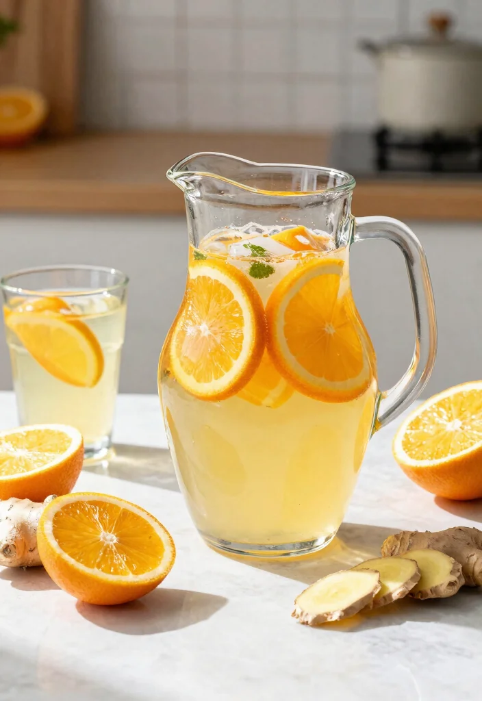 18 Detox Water Recipes for Brightening Skin and Even-Looking Complexion - 17. Citrus & Ginger Glow 1