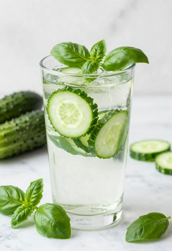 18 Detox Water Recipes for Brightening Skin and Even-Looking Complexion - 2. Cucumber & Basil Bliss 1
