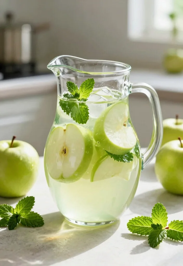 18 Detox Water Recipes for Clear Skin Using Fruits, Herbs, and Daily Hydration - 16. Minty Green Apple Cooler 1