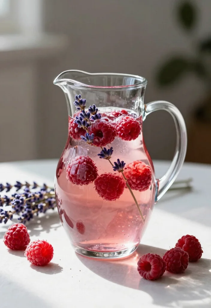 18 Detox Water Recipes for Clear Skin Using Fruits, Herbs, and Daily Hydration - 18. Raspberry Lavender Bliss 1