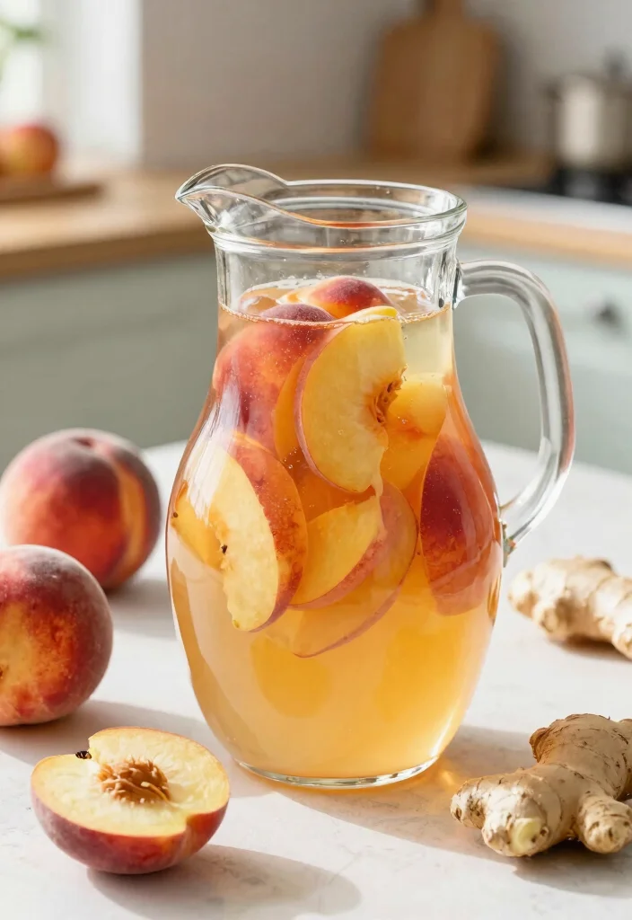 18 Detox Water Recipes for Clear Skin Using Fruits, Herbs, and Daily Hydration - 5. Ginger Peach Fusion 1