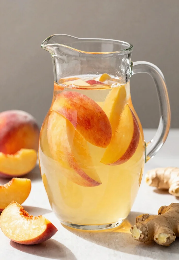 18 Detox Water Recipes for Winter with Warming Ingredients and Immune Support - 12. Ginger Peach Detox Water 1