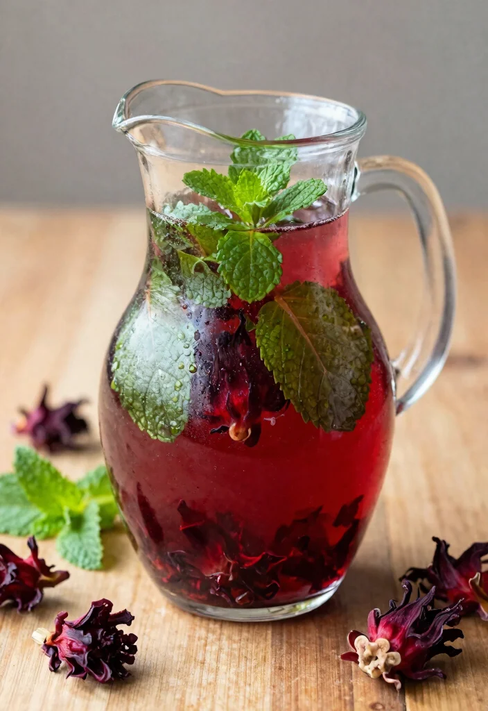18 Detox Water Recipes for Winter with Warming Ingredients and Immune Support - 13. Hibiscus and Mint Detox Water 1