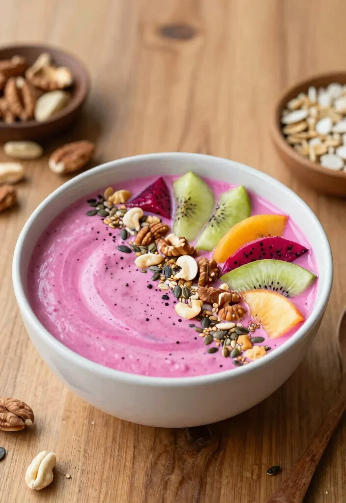 18 Dragon Fruit Smoothie Bowl Recipes Bright and Fresh - 12. Vegan Dragon Fruit Smoothie Bowl 1