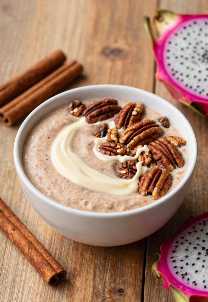 18 Dragon Fruit Smoothie Bowl Recipes Bright and Fresh - 17. Cinnamon Roll Dragon Fruit Bowl 1