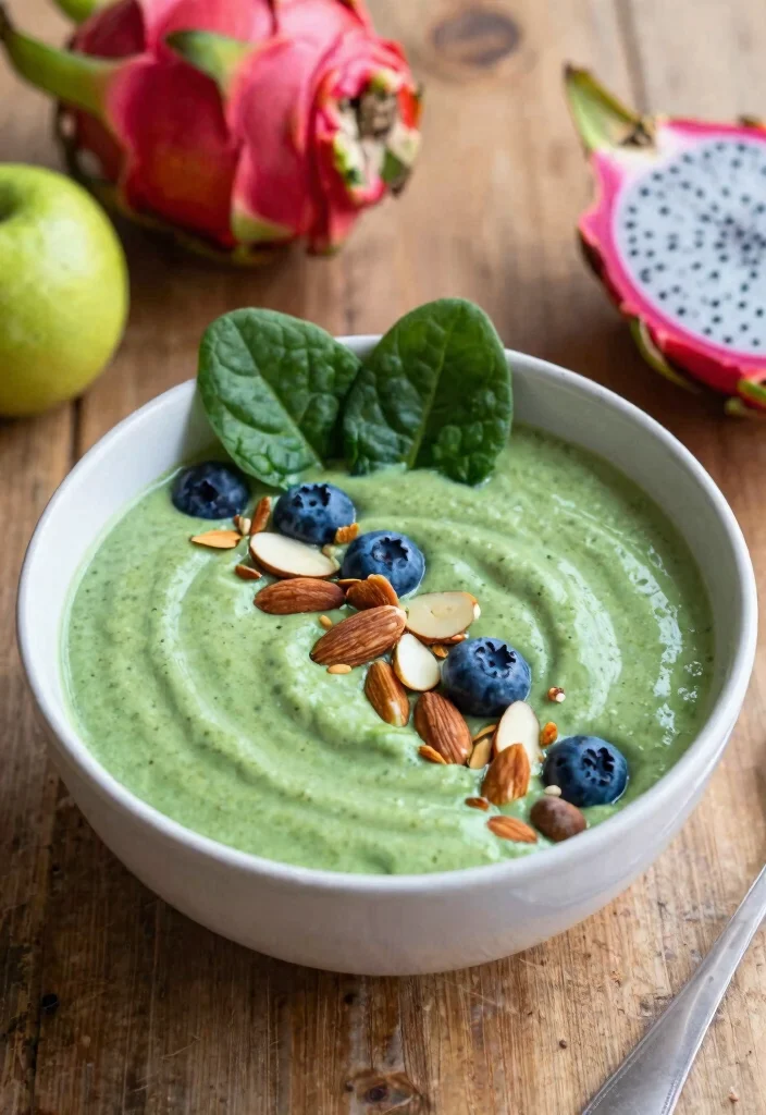 18 Dragon Fruit Smoothie Bowl Recipes Bright and Fresh - 4. Green Dragon Fruit Smoothie Bowl 1