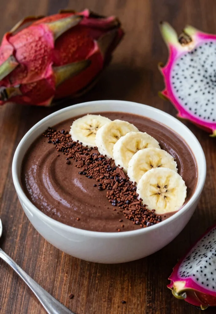 18 Dragon Fruit Smoothie Bowl Recipes Bright and Fresh - 5. Chocolate Dragon Fruit Bowl 1