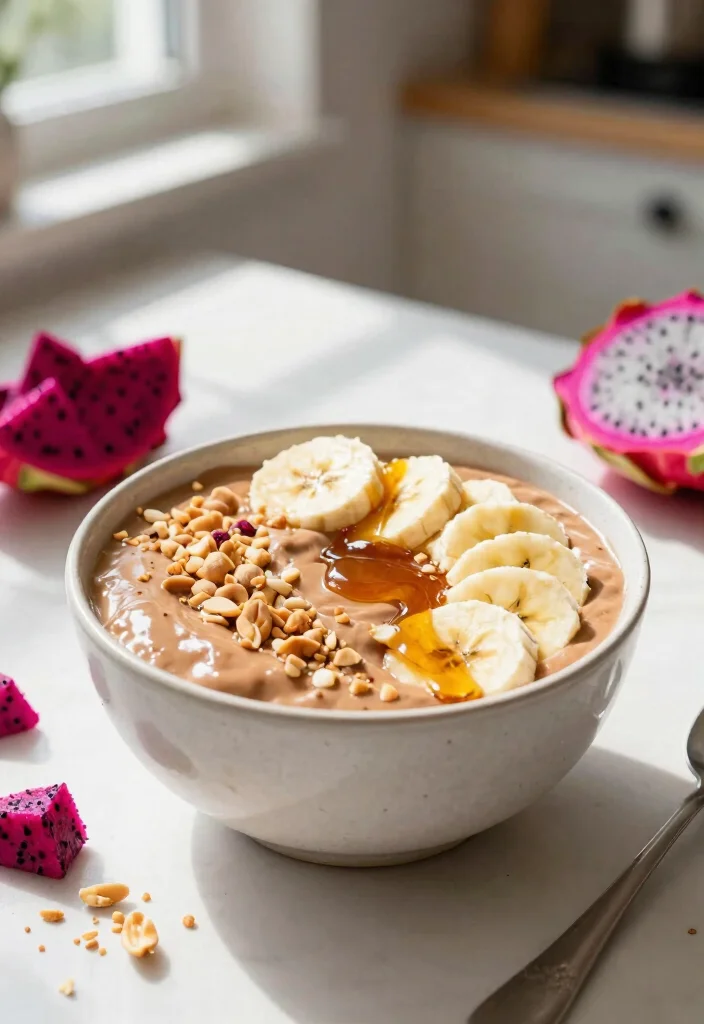 18 Dragon Fruit Smoothie Bowl Recipes Bright and Fresh - 7. Peanut Butter Dragon Fruit Bowl 1