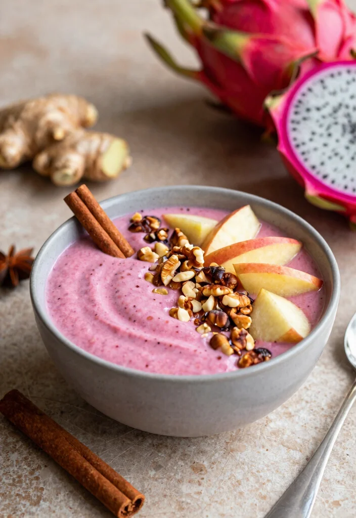 18 Dragon Fruit Smoothie Bowl Recipes Bright and Fresh - 9. Spiced Dragon Fruit Bowl 1