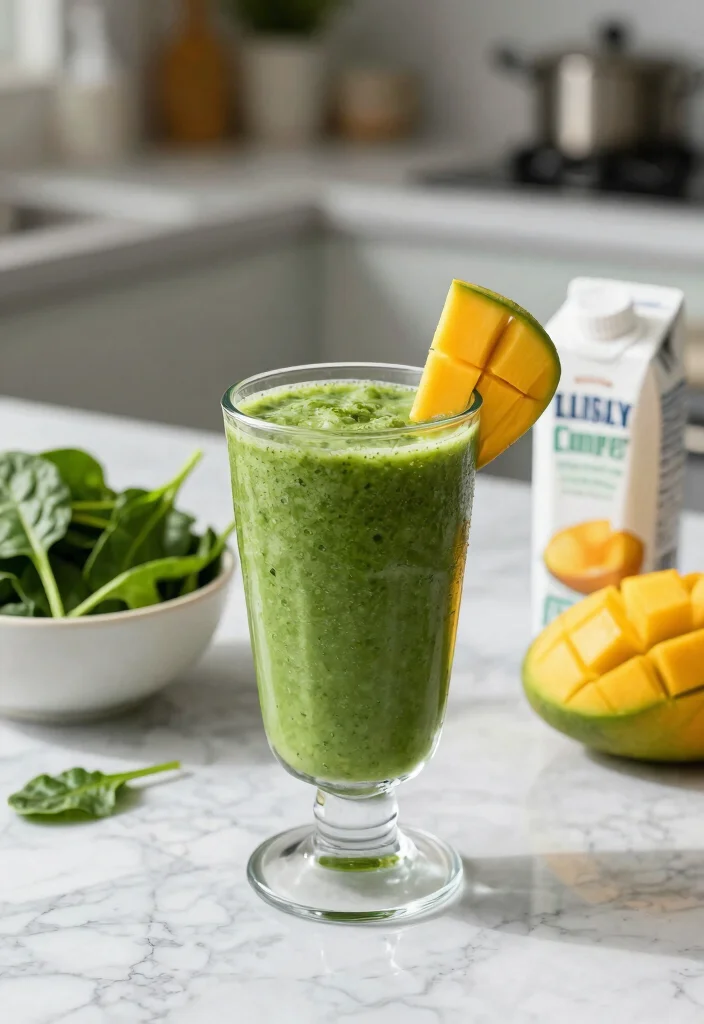 18 Healthy Mango Smoothie Recipes for Weight Loss - 2. Mango Spinach Green Smoothie 1