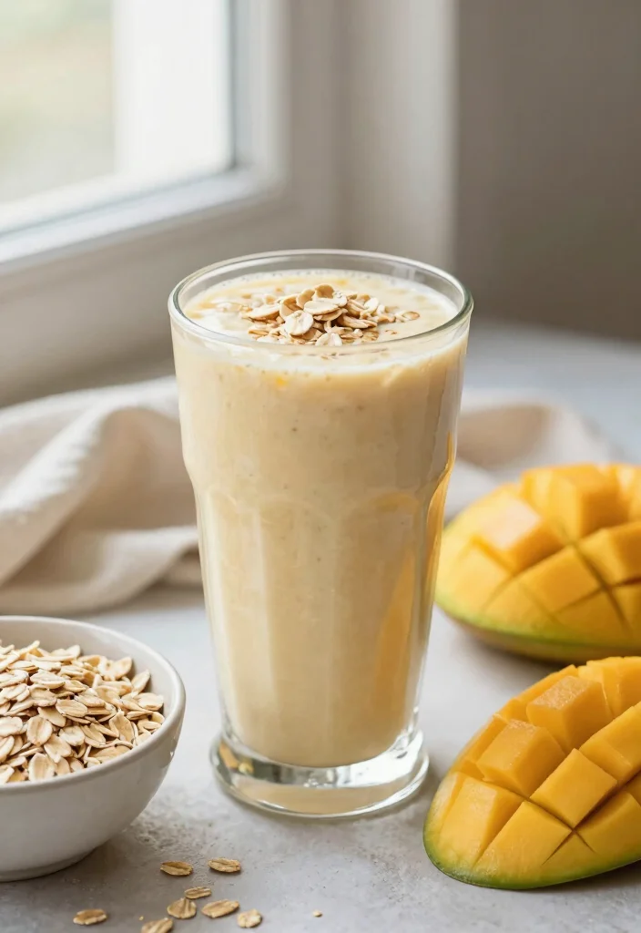 18 Healthy Mango Smoothie Recipes for Weight Loss - 9. Mango Oatmeal Smoothie 1