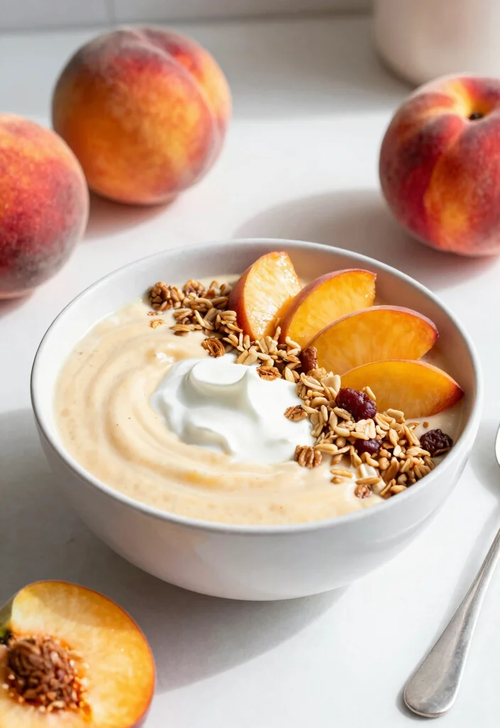 18 Healthy Smoothie Bowl Recipes for Clean Eating - 15. Peaches and Cream Bowl 1