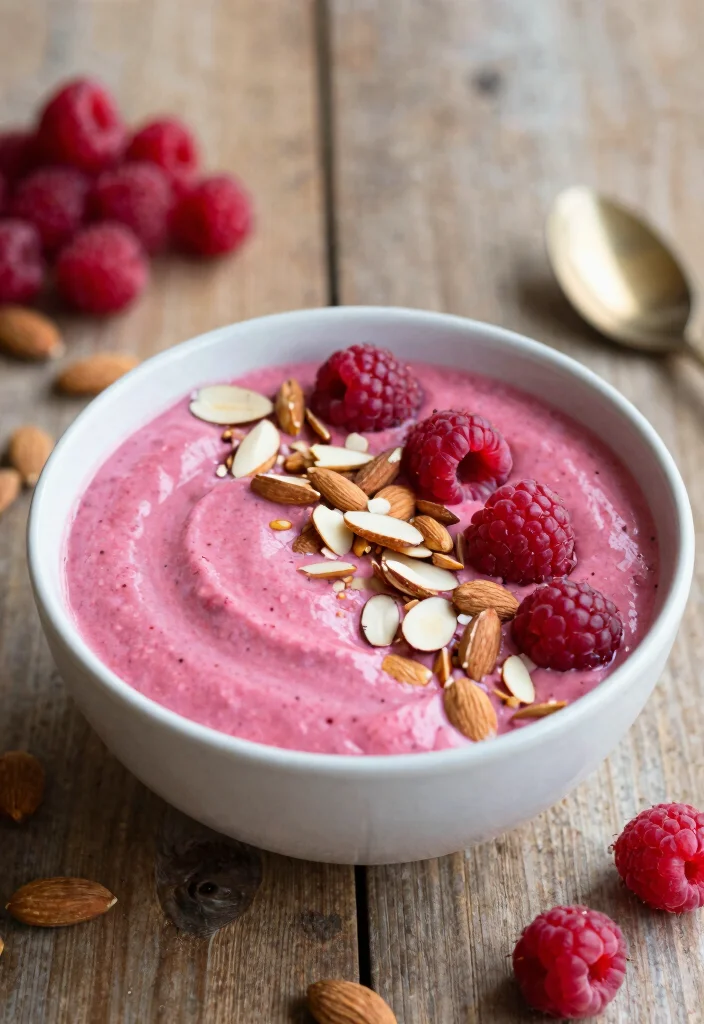 18 Low Calorie Smoothie Bowl Recipes Under 300 Calories - 12. Raspberry Almond Bowl 1