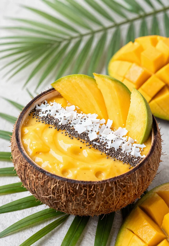 18 Low Calorie Smoothie Bowl Recipes Under 300 Calories - 6. Mango Coconut Bliss Bowl 1
