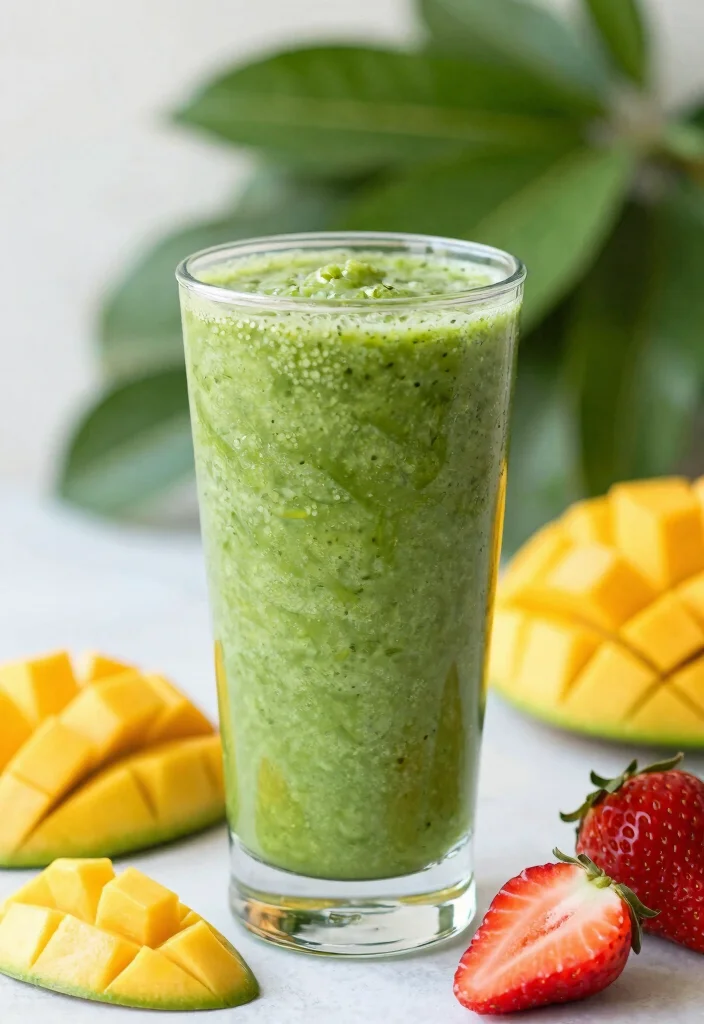 18 Mango Strawberry Smoothie Recipes Naturally Sweet - 4. Mango Strawberry Green Smoothie 1