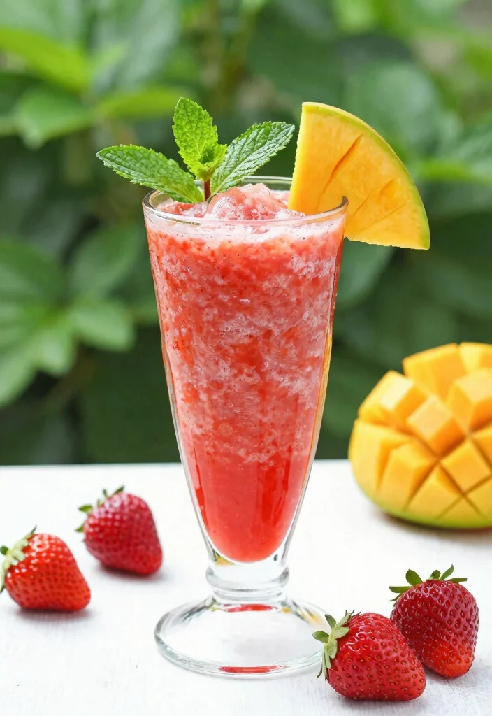 18 Mango Strawberry Smoothie Recipes Naturally Sweet - 9. Mango Strawberry Mint Smoothie 1