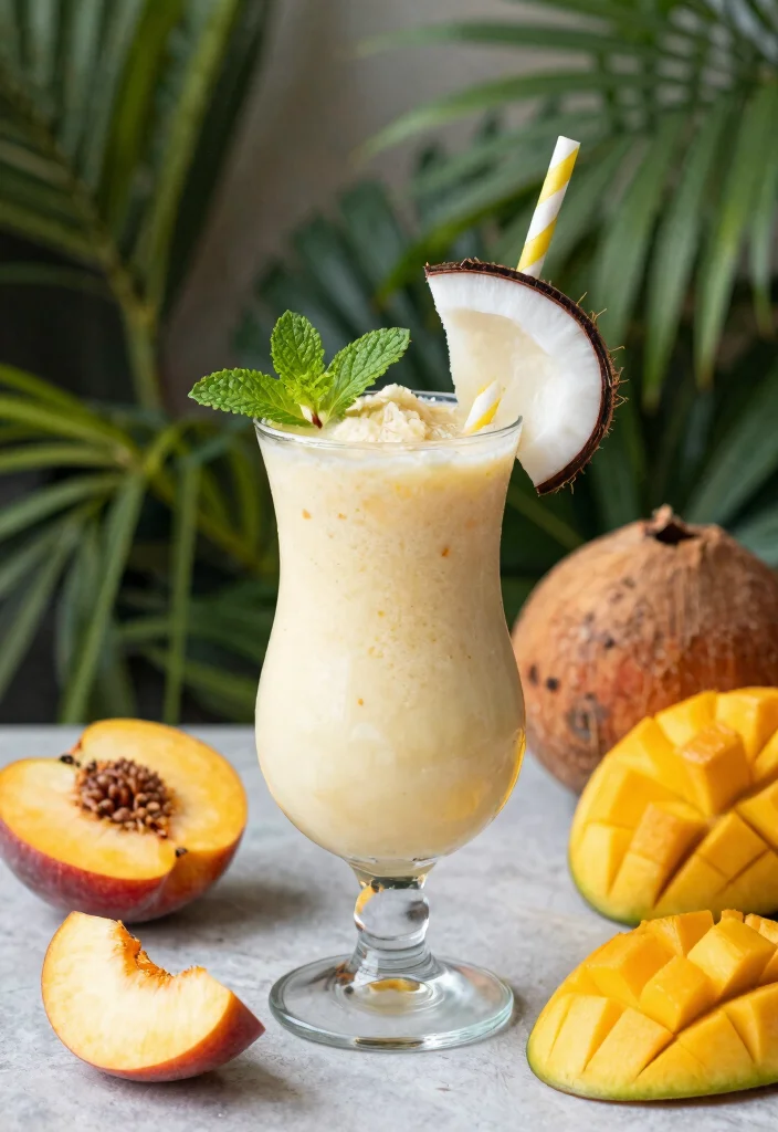 18 Peach Mango Smoothie Recipes for Summer - 10. Peach Mango Coconut Smoothie 1