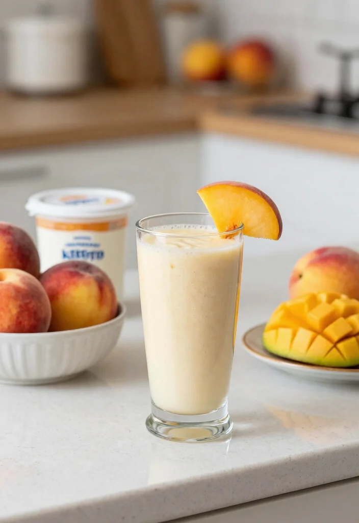 18 Peach Mango Smoothie Recipes for Summer - 13. Peach Mango Kefir Smoothie 1