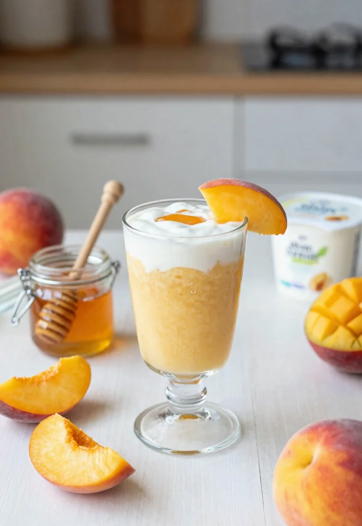 18 Peach Mango Smoothie Recipes for Summer - 16. Peach Mango Smoothie with Yogurt and Honey 1