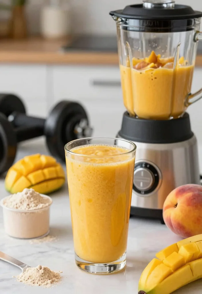18 Peach Mango Smoothie Recipes for Summer - 3. Peach Mango Protein Smoothie 1