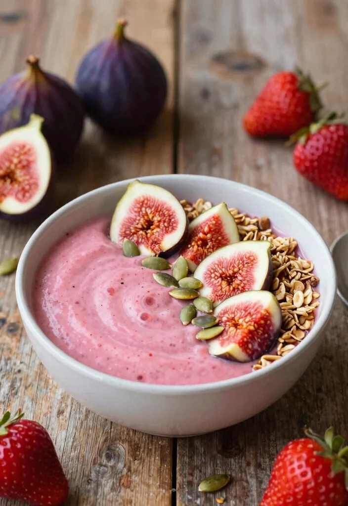 18 Strawberry Smoothie Bowl Recipes You'll Love - 14. Strawberry Fig Smoothie Bowl 1