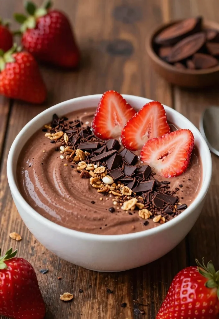18 Strawberry Smoothie Bowl Recipes You'll Love - 18. Strawberry Chocolate Smoothie Bowl 1