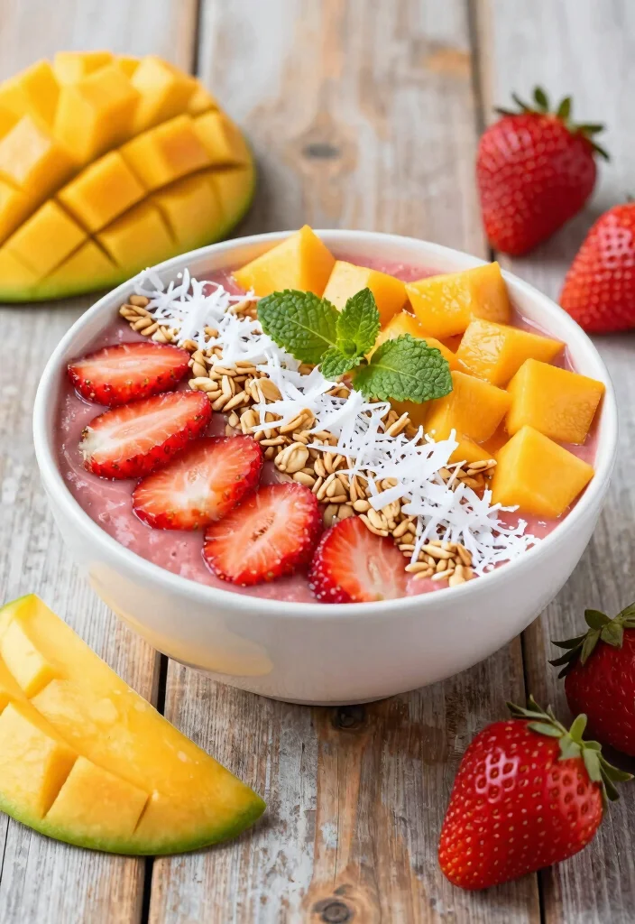 18 Strawberry Smoothie Bowl Recipes You'll Love - 2. Strawberry Mango Bliss Smoothie Bowl 1