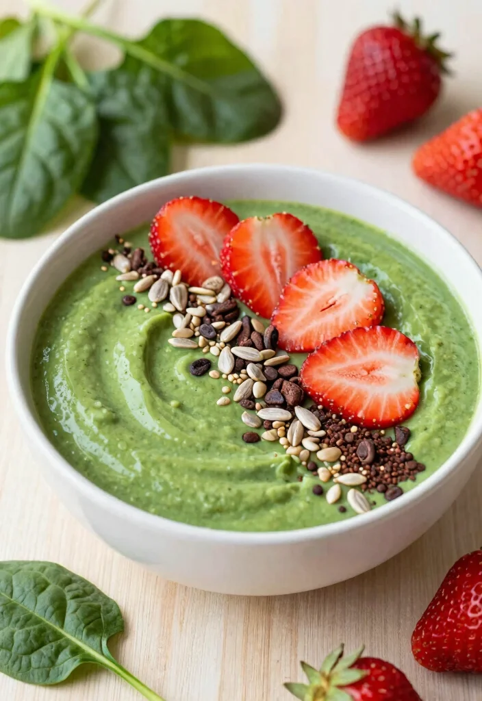 18 Strawberry Smoothie Bowl Recipes You'll Love - 3. Vegan Strawberry Spinach Smoothie Bowl 1