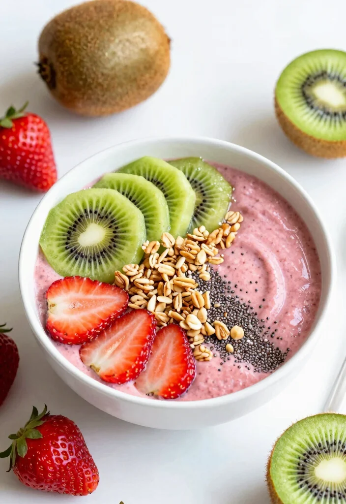 18 Strawberry Smoothie Bowl Recipes You'll Love - 7. Strawberry Kiwi Smoothie Bowl 1