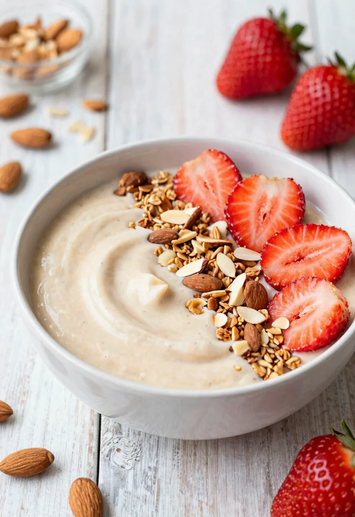 18 Strawberry Smoothie Bowl Recipes You'll Love - 9. Strawberry Almond Butter Smoothie Bowl 1