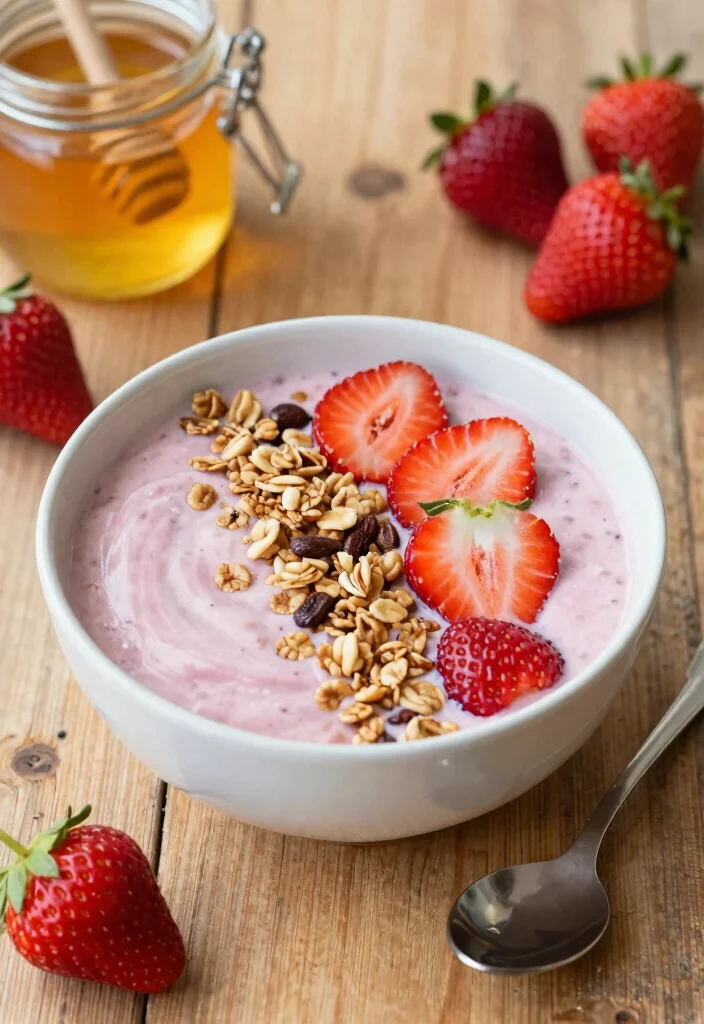 18 Strawberry Smoothie Bowl Recipes for Breakfast - 10. Strawberry Yogurt Smoothie Bowl 1