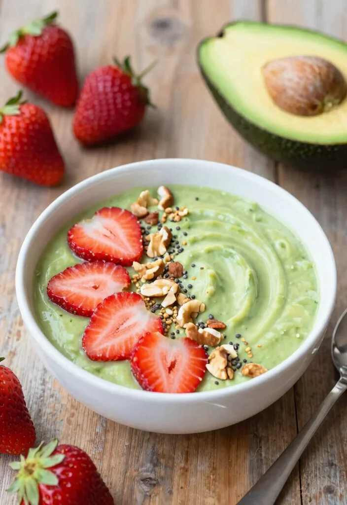 18 Strawberry Smoothie Bowl Recipes for Breakfast - 11. Strawberry Avocado Smoothie Bowl 1