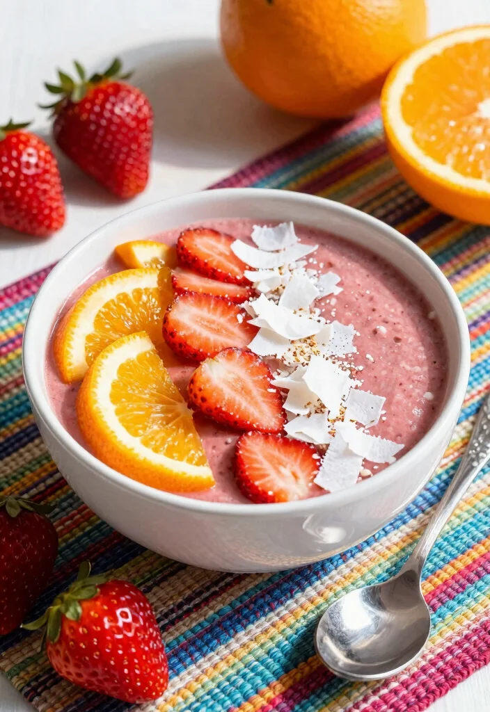 18 Strawberry Smoothie Bowl Recipes for Breakfast - 15. Strawberry Citrus Smoothie Bowl 1