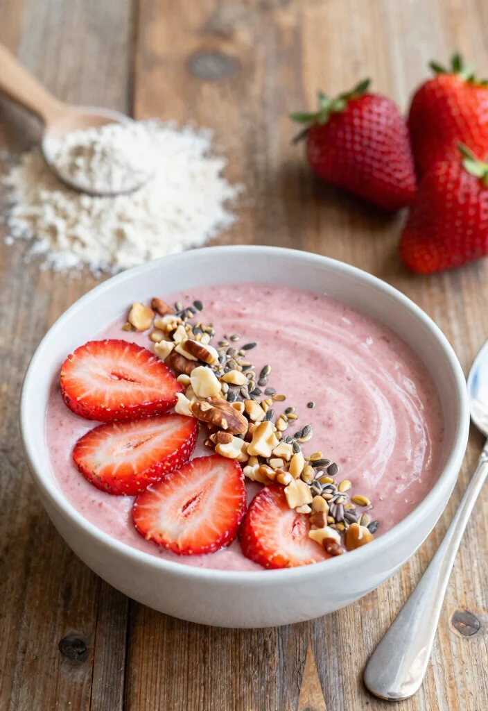 18 Strawberry Smoothie Bowl Recipes for Breakfast - 6. Strawberry Protein Smoothie Bowl 1