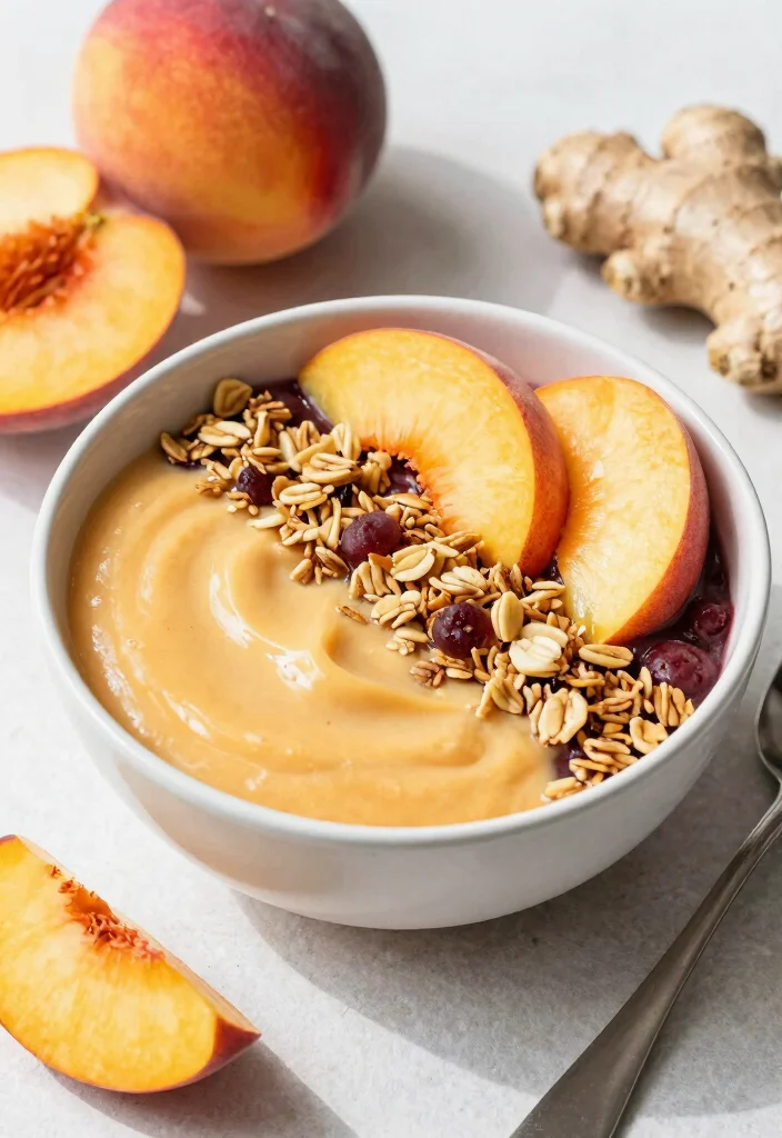 18 Tropical Acai Smoothie Bowl Recipes at Home - 14. Ginger Peach Acai Bowl 1