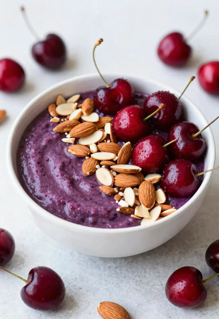18 Tropical Acai Smoothie Bowl Recipes at Home - 17. Cherry Almond Acai Bowl 1