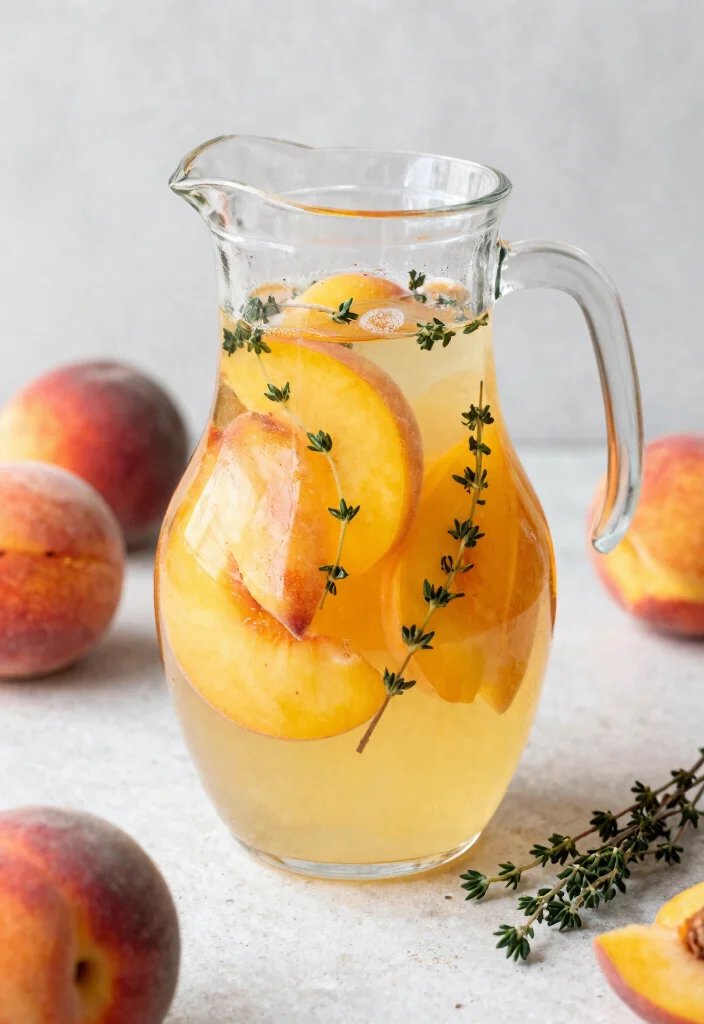 19 Aesthetic Detox Water Recipes for Pinterest-Style Photos and Clean Eating - 17. Chilled Peach & Thyme Infusion 1