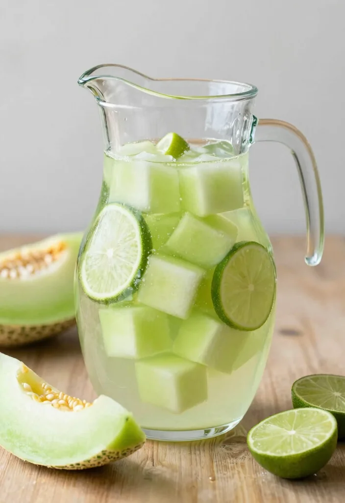 19 Aesthetic Detox Water Recipes for Pinterest-Style Photos and Clean Eating - 18. Honeydew & Lime Splash 1