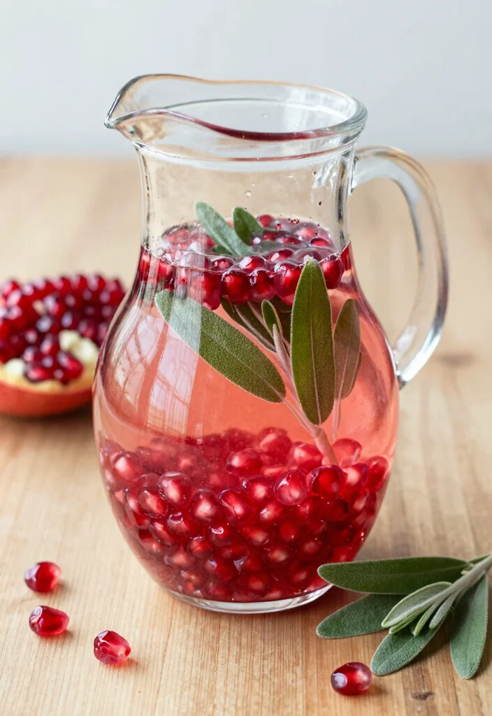 19 Aesthetic Detox Water Recipes for Pinterest-Style Photos and Clean Eating - 7. Pomegranate & Sage Infusion 1