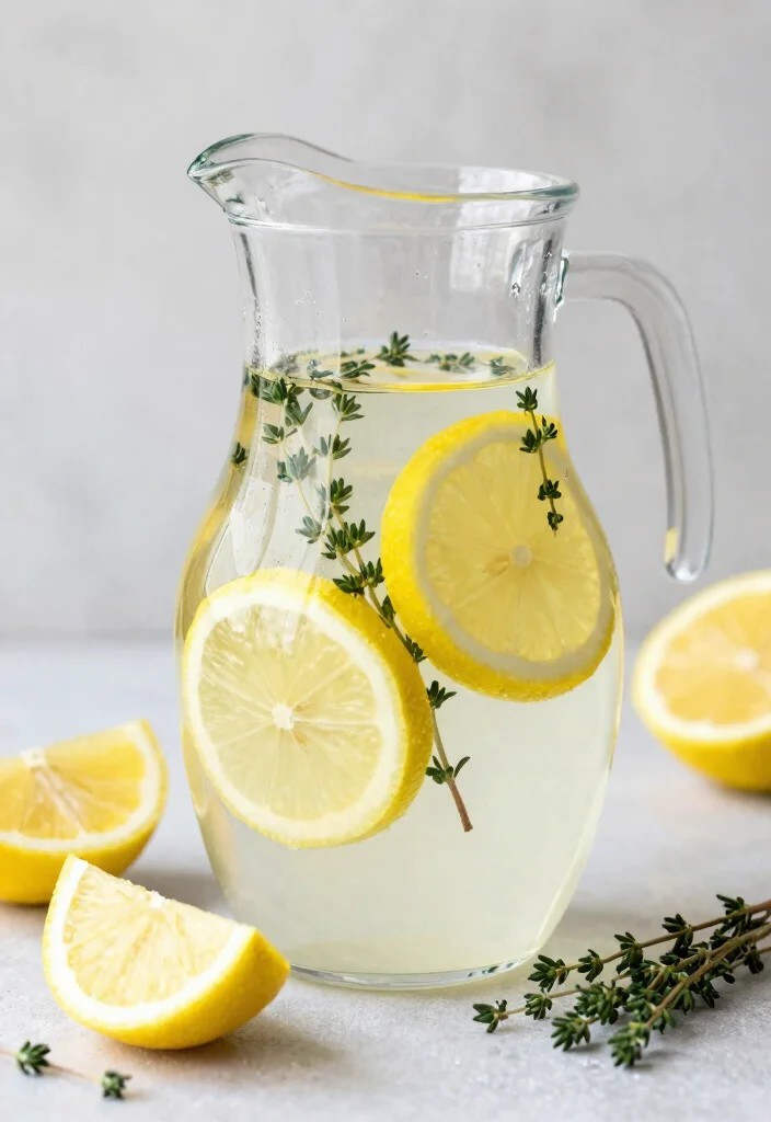 19 Aesthetic Detox Water Recipes for Pinterest-Style Photos and Clean Eating - 8. Lemon & Thyme Detox Water 1