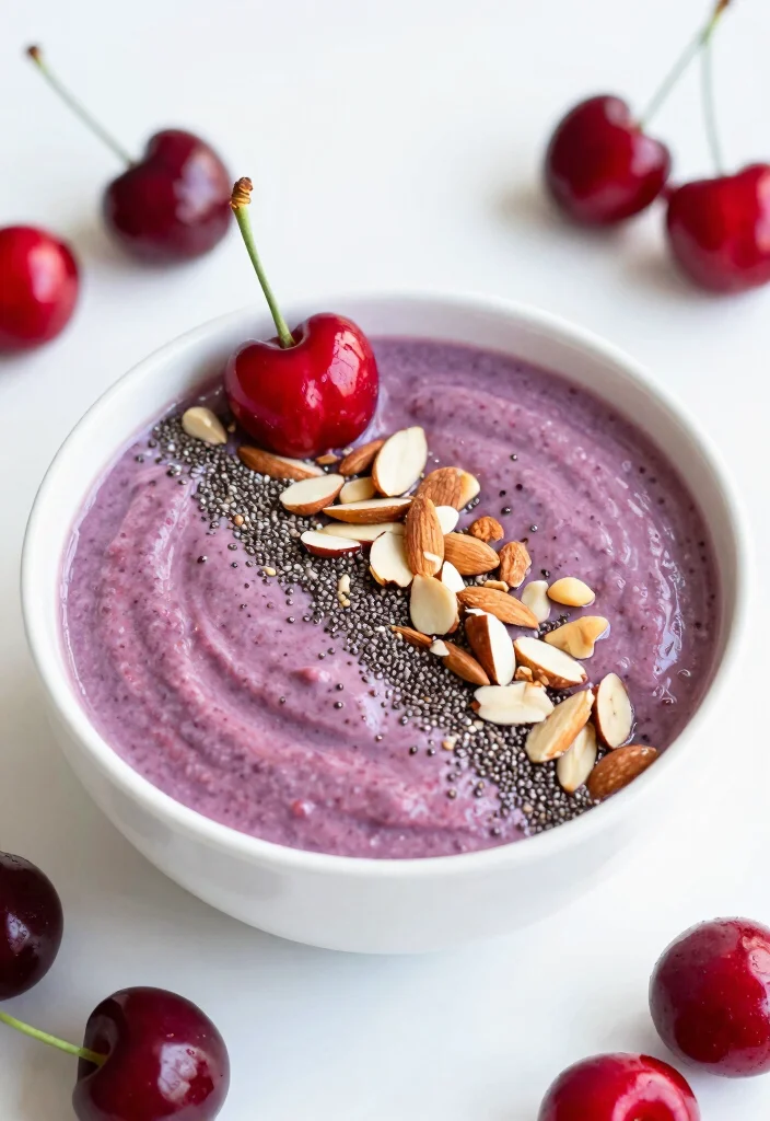 19 Breakfast Smoothie Bowl Recipes for Busy Mornings - 10. Cherry Almond Smoothie Bowl 1