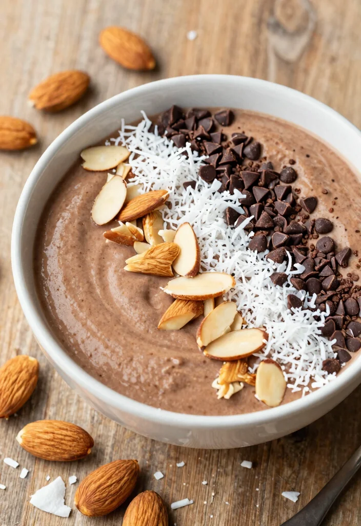 19 Breakfast Smoothie Bowl Recipes for Busy Mornings - 6. Almond Joy Smoothie Bowl 1
