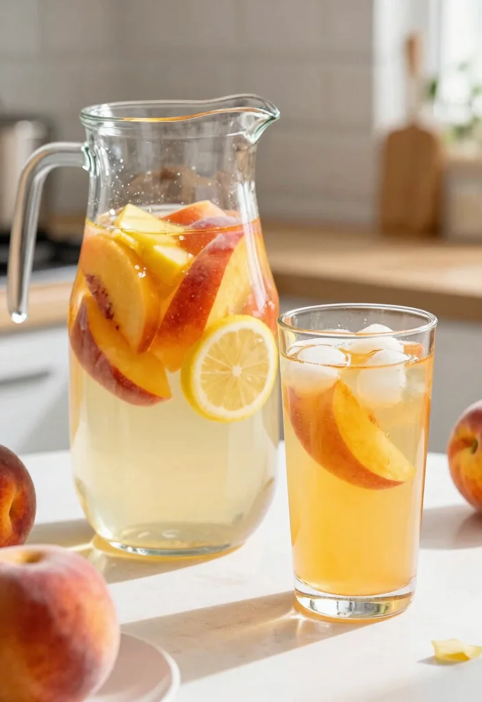 19 Detox Water Recipes for Clear Skin and Acne-Prone Complexions (Gentle Daily Support) - 16. Sweet Peach Lemonade 1