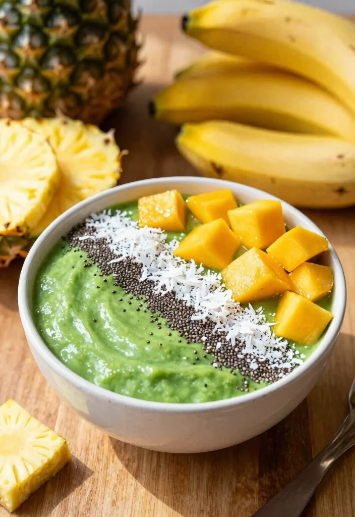 19 Green Smoothie Bowl Recipes for Detox - 1. Tropical Green Smoothie Bowl 1