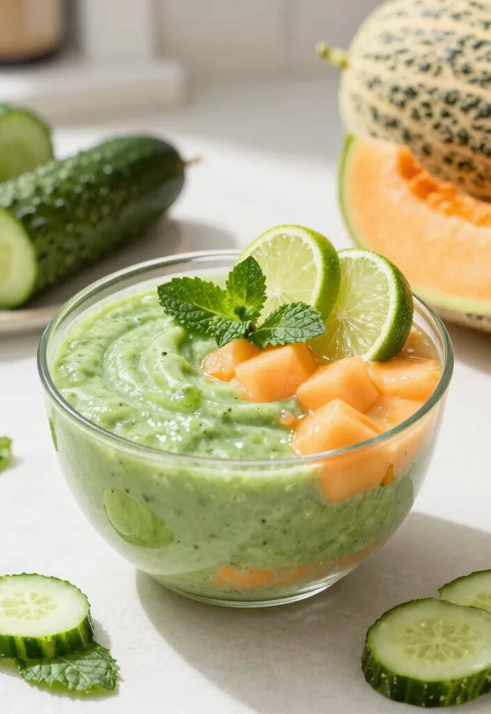 19 Green Smoothie Bowl Recipes for Detox - 11. Cucumber Melon Bowl 1