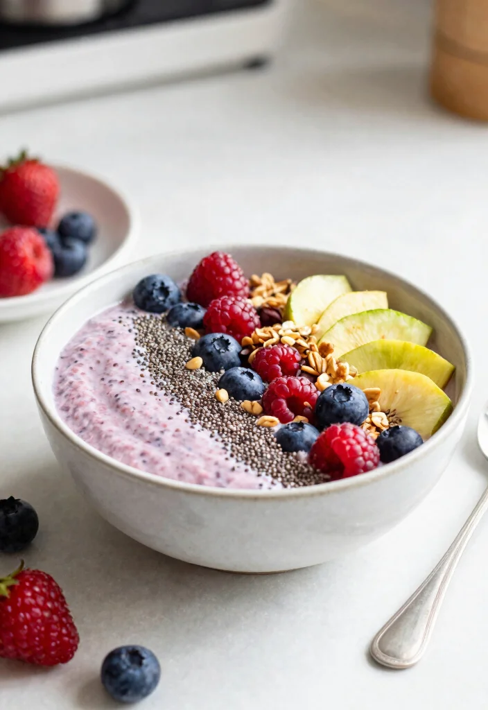 19 Green Smoothie Bowl Recipes for Detox - 14. Berry Chia Bowl 1